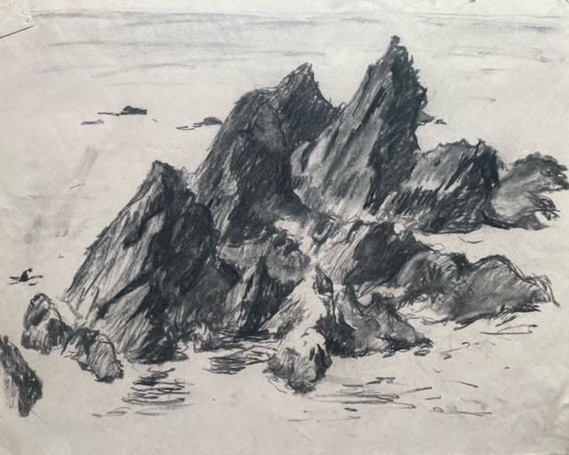 Rocks, charcoal on paper